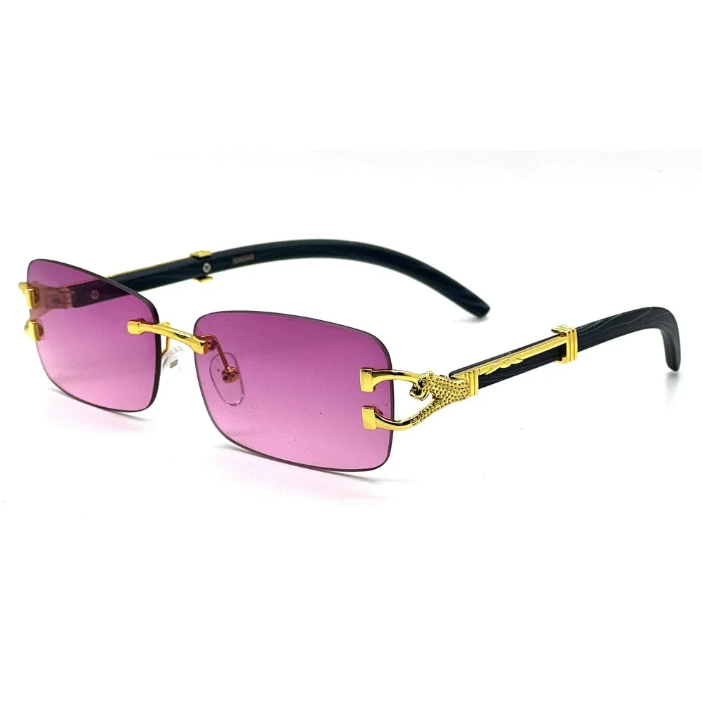 Men Sunglasses Hip Hop Shades Metal Gold Aviator Rapper Square Purple Lentes New